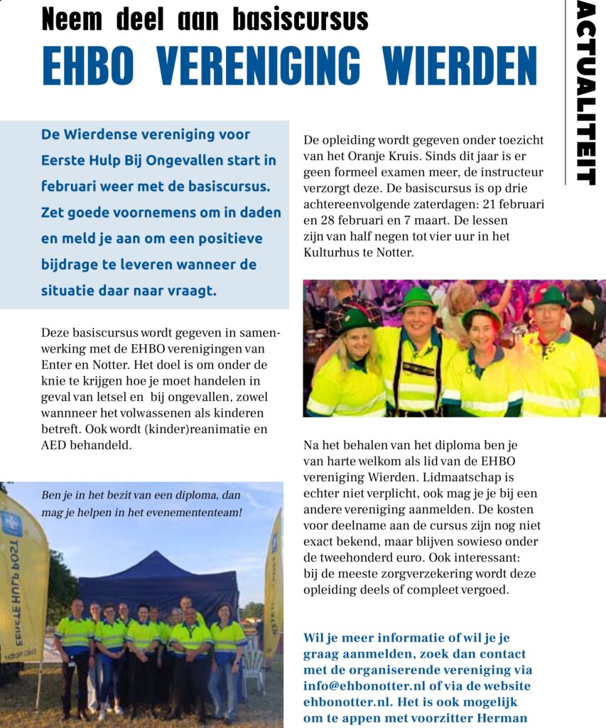 nieuwe basis cursus EHBO